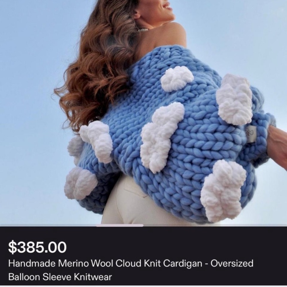 Colossal Cloud ☁️ Knit Balloon Sleeve Cardigan worn 1x Size Small/M